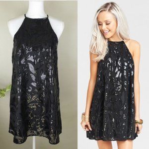 Show Me Your Mumu Black Sequin Shift Dress- M